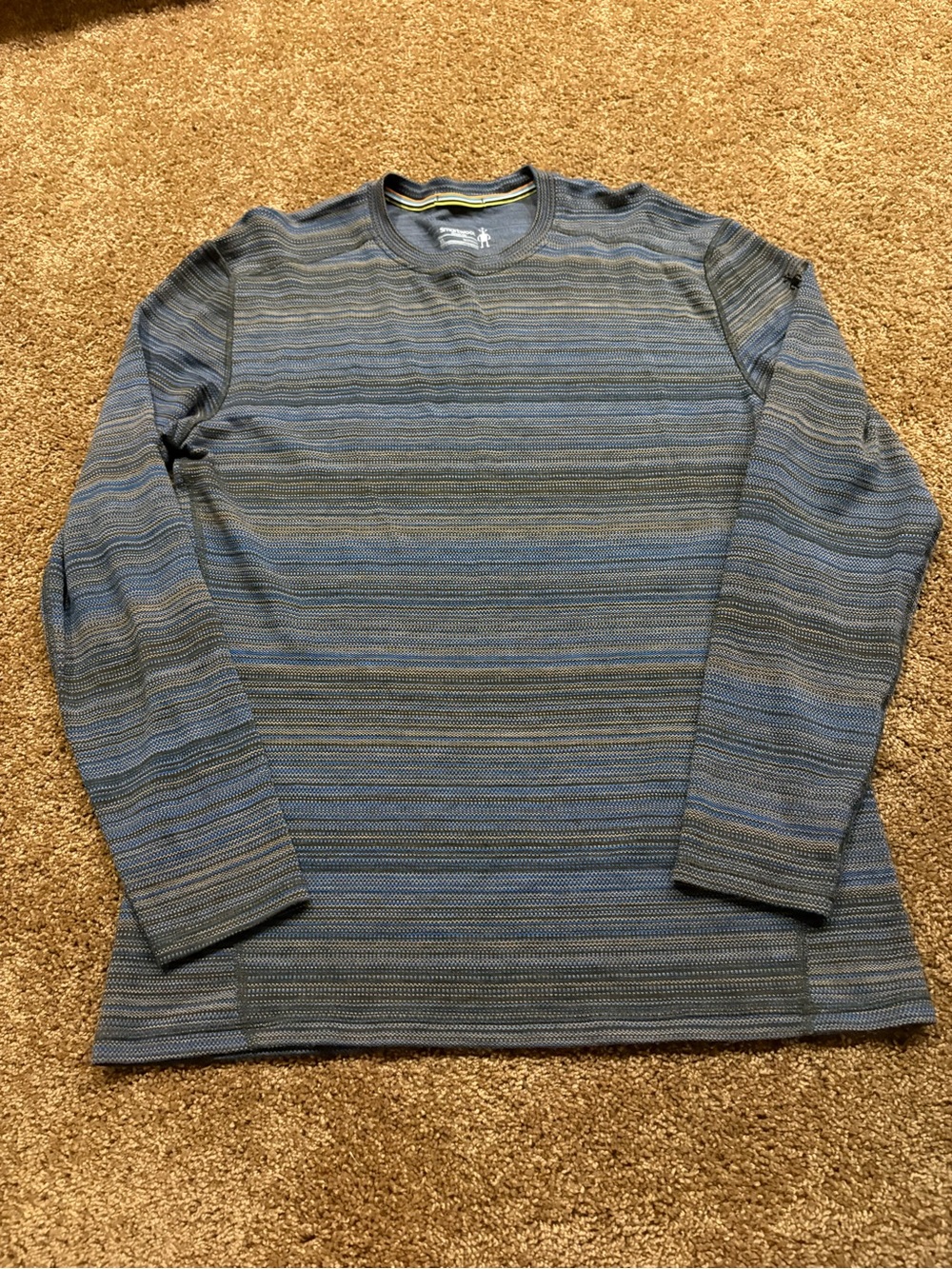 Men’s Smartwool Striped Merino Wool 250 Long Sleeve Base Layer